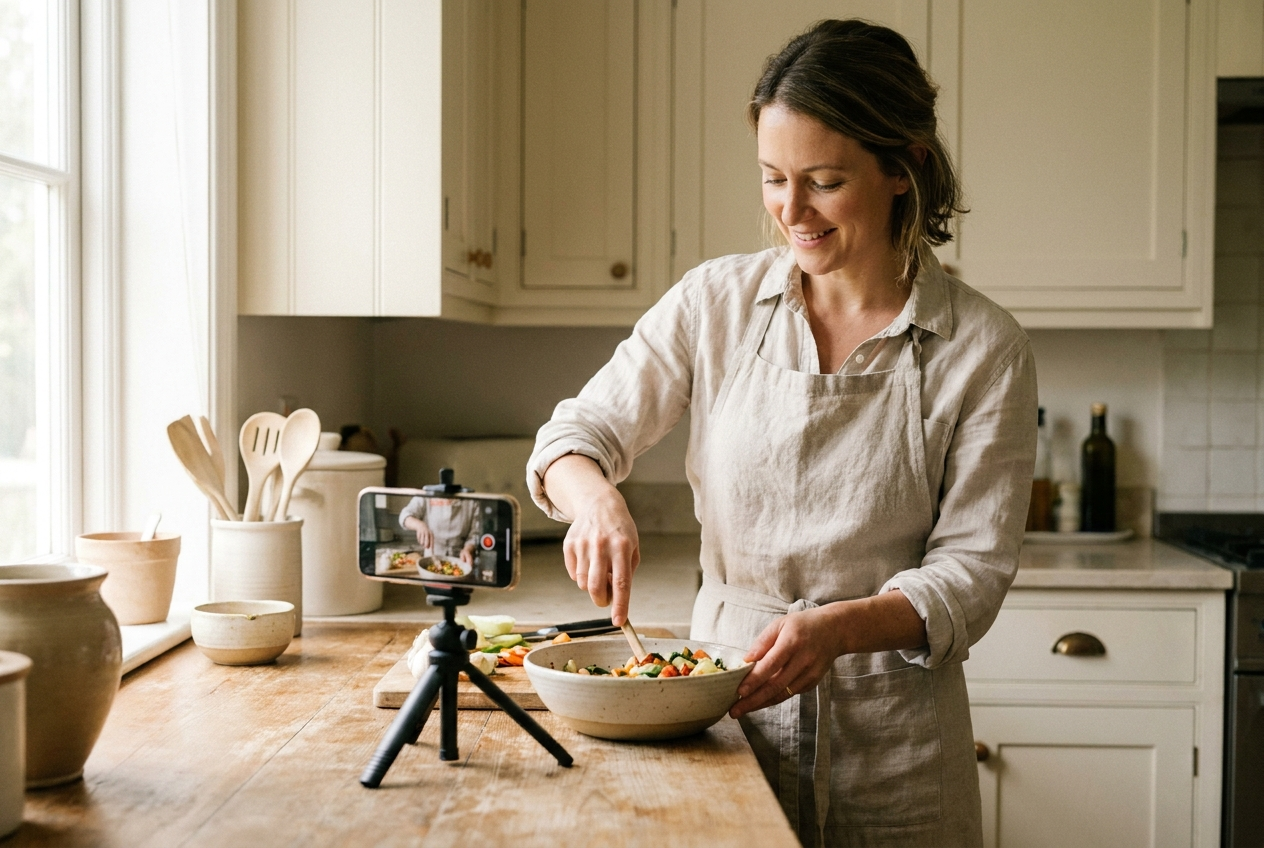A home cook teaching a course